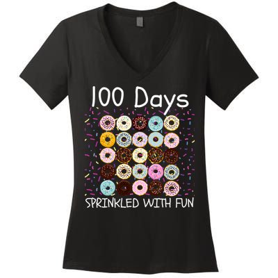 100 Days Sprinkled With Fun, 100th Day Of School, 100 Days Women's V-Neck T-Shirt