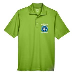 100 Days Smarter Funny Shark 100th Day Of School Boy Shark Men's Origin Performance Pique Polo