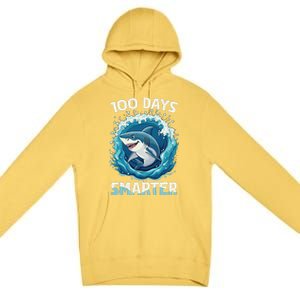 100 Days Smarter Funny Shark 100th Day Of School Boy Shark Premium Pullover Hoodie