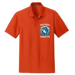 100 Days Smarter Funny Shark 100th Day Of School Boy Shark Dry Zone Grid Polo