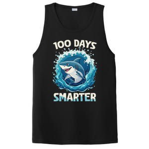 100 Days Smarter Funny Shark 100th Day Of School Boy Shark PosiCharge Competitor Tank