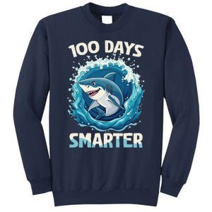 100 Days Smarter Funny Shark 100th Day Of School Boy Shark Sweatshirt