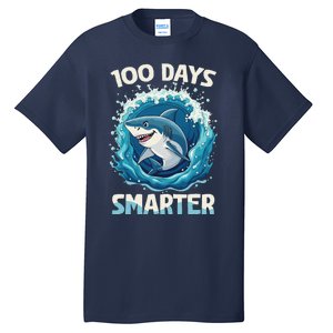 100 Days Smarter Funny Shark 100th Day Of School Boy Shark Tall T-Shirt