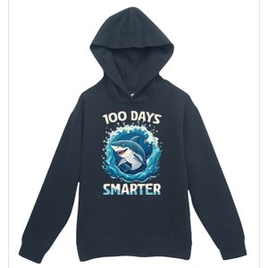 100 Days Smarter Funny Shark 100th Day Of School Boy Shark Urban Pullover Hoodie