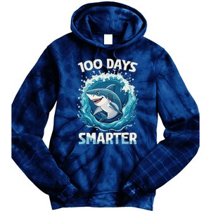 100 Days Smarter Funny Shark 100th Day Of School Boy Shark Tie Dye Hoodie