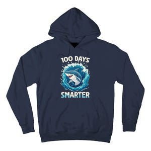 100 Days Smarter Funny Shark 100th Day Of School Boy Shark Tall Hoodie