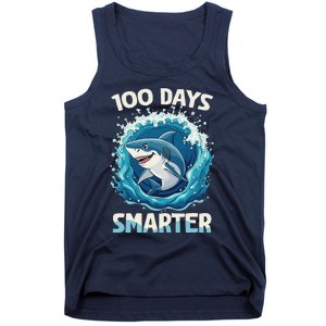 100 Days Smarter Funny Shark 100th Day Of School Boy Shark Tank Top