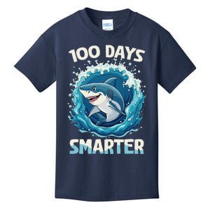 100 Days Smarter Funny Shark 100th Day Of School Boy Shark Kids T-Shirt