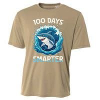 100 Days Smarter Funny Shark 100th Day Of School Boy Shark Cooling Performance Crew T-Shirt