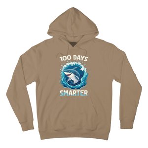 100 Days Smarter Funny Shark 100th Day Of School Boy Shark Hoodie