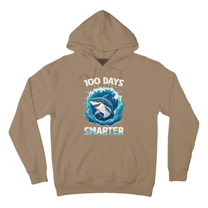 100 Days Smarter Funny Shark 100th Day Of School Boy Shark Hoodie