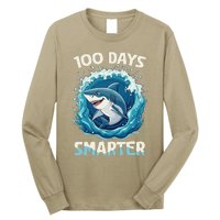 100 Days Smarter Funny Shark 100th Day Of School Boy Shark Long Sleeve Shirt