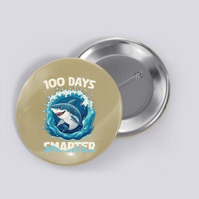 100 Days Smarter Funny Shark 100th Day Of School Boy Shark Button