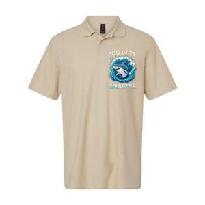 100 Days Smarter Funny Shark 100th Day Of School Boy Shark Softstyle Adult Sport Polo