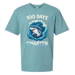 100 Days Smarter Funny Shark 100th Day Of School Boy Shark Sueded Cloud Jersey T-Shirt