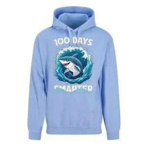 100 Days Smarter Funny Shark 100th Day Of School Boy Shark Unisex Surf Hoodie