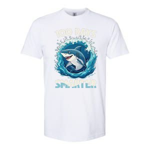 100 Days Smarter Funny Shark 100th Day Of School Boy Shark Softstyle CVC T-Shirt