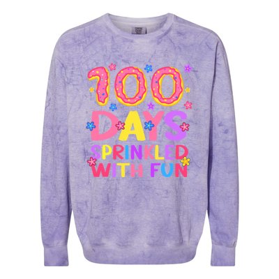 100 Days Sprinkled With Fun 100th Day Of School Teacher Gift Colorblast Crewneck Sweatshirt