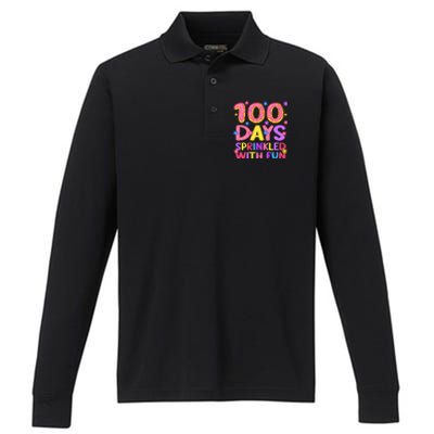 100 Days Sprinkled With Fun 100th Day Of School Teacher Gift Performance Long Sleeve Polo