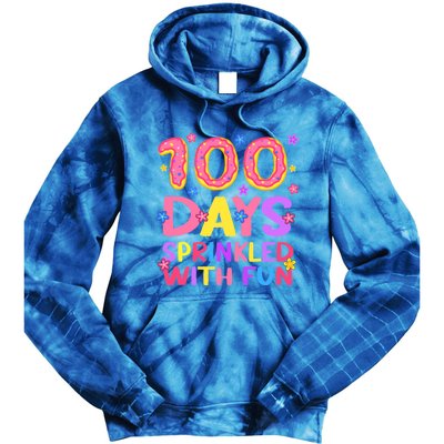 100 Days Sprinkled With Fun 100th Day Of School Teacher Gift Tie Dye Hoodie