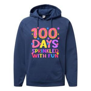 100 Days Sprinkled With Fun 100th Day Of School Teacher Gift Performance Fleece Hoodie