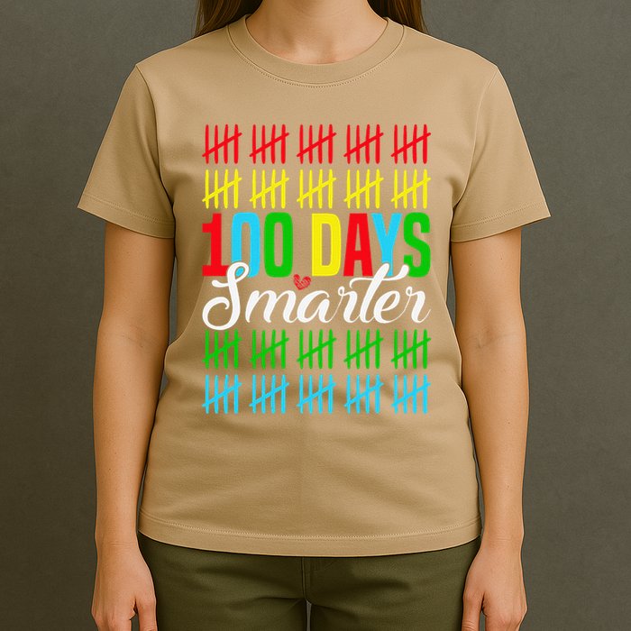 100 Days Smarter Counting Tally Marks 100th Day Of School T-Shirt