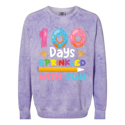 100 Days Sprinkled With Fun 100th Day Of School Teacher Gift Colorblast Crewneck Sweatshirt