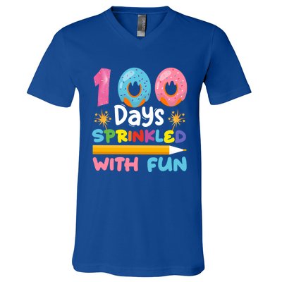 100 Days Sprinkled With Fun 100th Day Of School Teacher Gift V-Neck T-Shirt