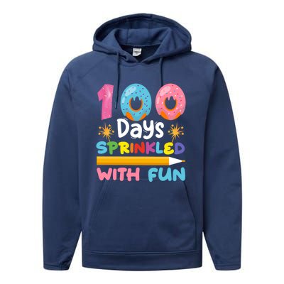 100 Days Sprinkled With Fun 100th Day Of School Teacher Gift Performance Fleece Hoodie