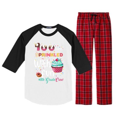 100 Days Sprinkled With Fun 8th Grade Crew Day Of School Meaningful Gift Raglan Sleeve Pajama Set