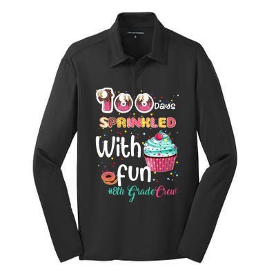 100 Days Sprinkled With Fun 8th Grade Crew Day Of School Meaningful Gift Silk Touch Performance Long Sleeve Polo