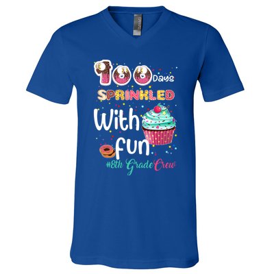 100 Days Sprinkled With Fun 8th Grade Crew Day Of School Meaningful Gift V-Neck T-Shirt