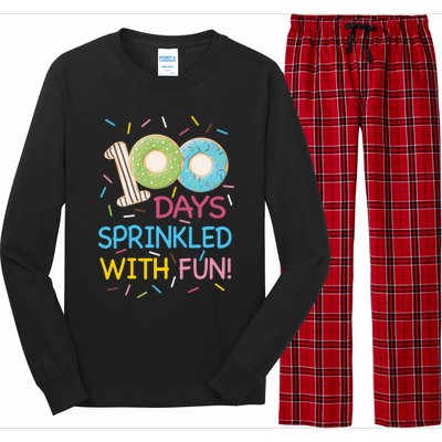 100 Days Sprinkled With Fun Colorful Donut Graphic Gift Long Sleeve Pajama Set