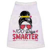 100 Days Smarter Girl Messy Bun Hair 100th Day Of School  Doggie Tank