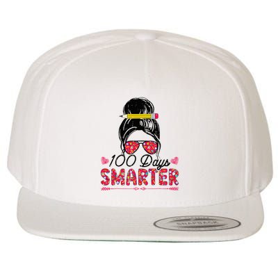 100 Days Smarter Girl Messy Bun Hair 100th Day Of School  Wool Snapback Cap