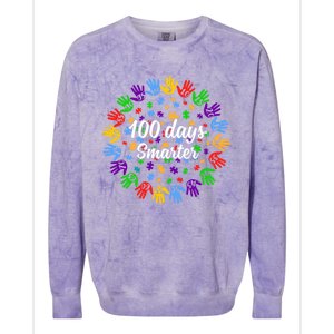 100 Day Smarter Hands 100 Days Of School Autism Teachers Gift Colorblast Crewneck Sweatshirt