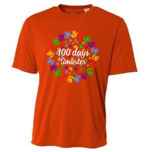 100 Day Smarter Hands 100 Days Of School Autism Teachers Gift Cooling Performance Crew T-Shirt