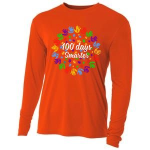 100 Day Smarter Hands 100 Days Of School Autism Teachers Gift Cooling Performance Long Sleeve Crew