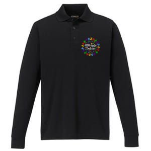 100 Day Smarter Hands 100 Days Of School Autism Teachers Gift Performance Long Sleeve Polo