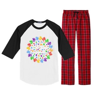 100 Day Smarter Hands 100 Days Of School Autism Teachers Gift Raglan Sleeve Pajama Set