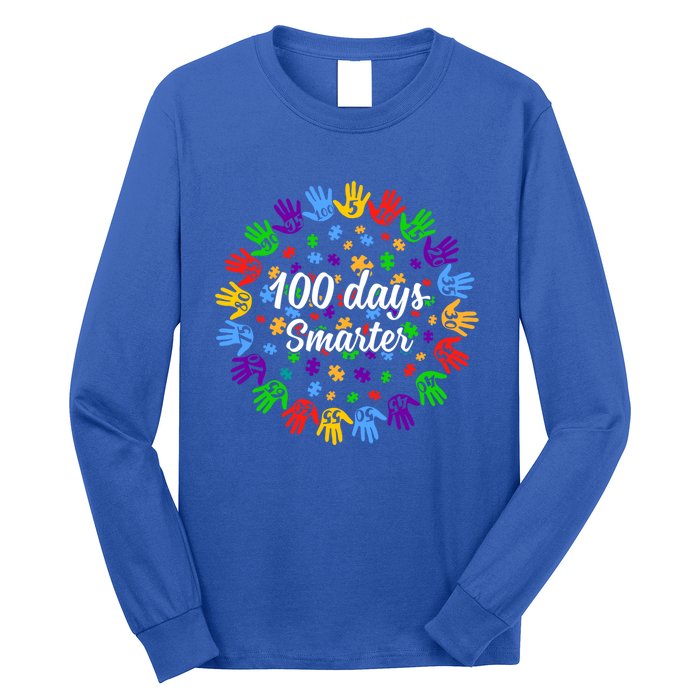 100 Day Smarter Hands 100 Days Of School Autism Teachers Gift Long Sleeve Shirt