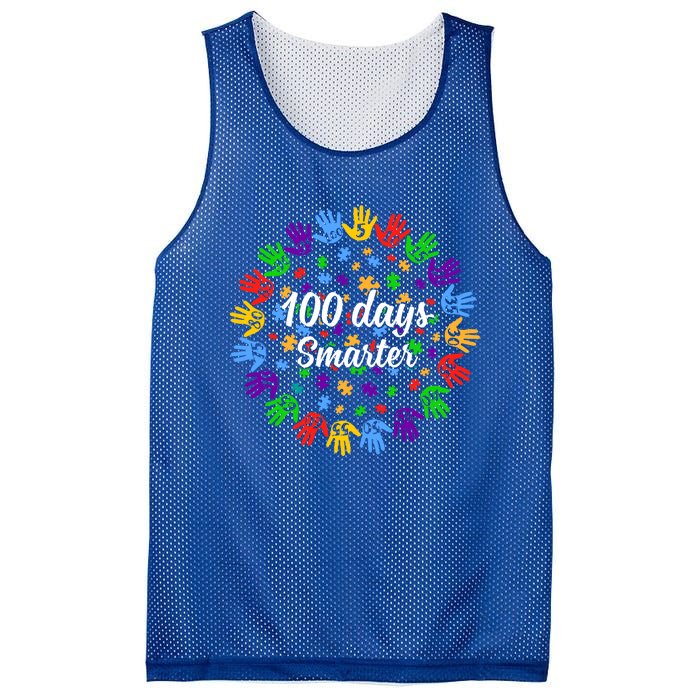 100 Day Smarter Hands 100 Days Of School Autism Teachers Gift Mesh Reversible Basketball Jersey Tank