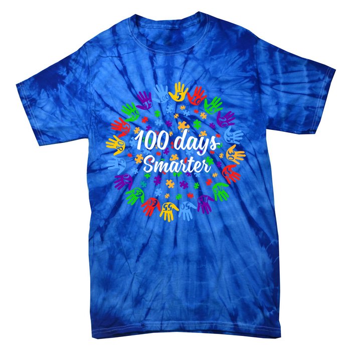 100 Day Smarter Hands 100 Days Of School Autism Teachers Gift Tie-Dye T-Shirt