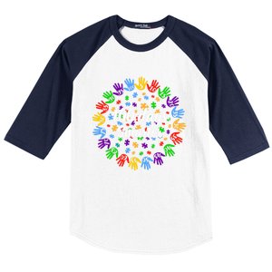 100 Day Smarter Hands 100 Days Of School Autism Teachers Gift Baseball Sleeve Shirt