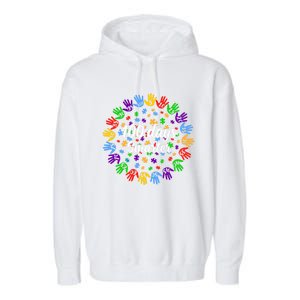 100 Day Smarter Hands 100 Days Of School Autism Teachers Gift Garment-Dyed Fleece Hoodie