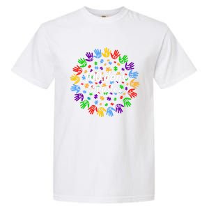 100 Day Smarter Hands 100 Days Of School Autism Teachers Gift Garment-Dyed Heavyweight T-Shirt