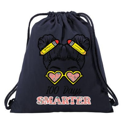 100 Days Smarter Bun 100th Day School Teacher Girl Drawstring Bag