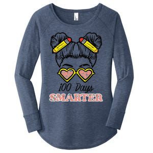 100 Days Smarter Bun 100th Day School Teacher Girl Women's Perfect Tri Tunic Long Sleeve Shirt