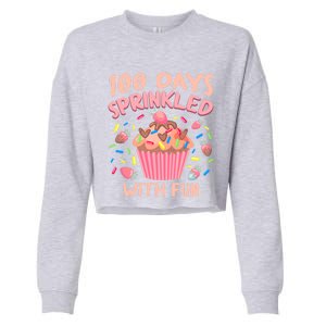 100 Days Sprinkled With Fun Cupcake 100th Day Of School Funny Gift Cropped Pullover Crew