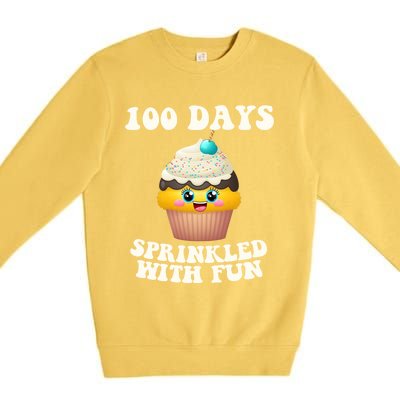 100 Days Sprinkled With Fun Cupcake 100th Day Of School Gift Premium Crewneck Sweatshirt